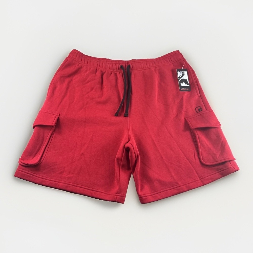 And1 Ultimate Cargo Shorts Mens 3XL Red Fleece Drawstring Baggy Skater Y2K NEW